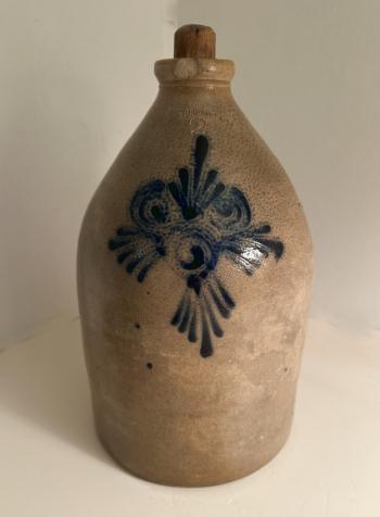 Image of Worcester stoneware jug with cobalt decoration