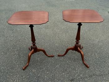 Image of Nathan Margolis cherry candle stands in Queen Anne style