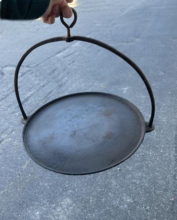 Image of Early hanging cast iron hearth griddle c1830