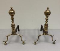 Early American brass fireplace andirons c1820