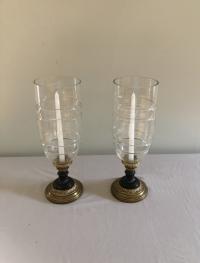 Matched pair hurricane shade candlesticks England c1850