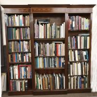 Large inlaid mahogany library bookcase c1875