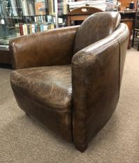 Vintage Belgian analine dyed leather Art Deco style chair