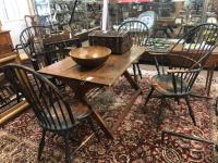 D R Dimes bow back Windsor chairs in black paint