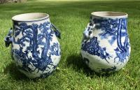 Pair Chinese Export porcelain deer jars