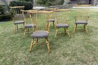 Handmade Windsor set of chairs in mustard paint