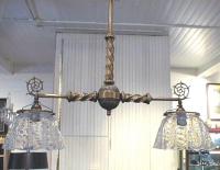 Antique Victorian brass gas hanging fixture