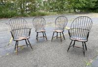 Set 4 D R Dimes Windsor chairs in black paint