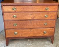 Early cherry 4 drawer chest in original condition