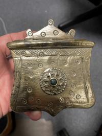 Turkish or Ottoman brass 19thc palaska box