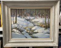 Winter landscape oil painting by Alex Poplaski