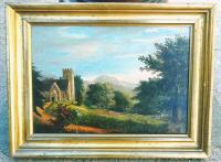 Antique English pastoral landscape painting