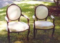 Antique pr Louis XV French carved arm Chairs