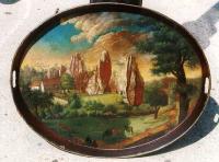 Flemish oil on copper view of Roman ruins
