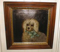 Antique English painting of a toy Poodle