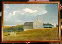 Eric Sloane Oil on board painting of a Barn in a field
