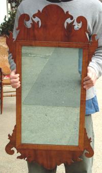 Antique American Chippendale Period Inlaid Mahogany Mirror circa 1770