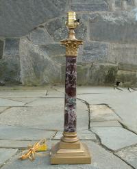 Antique Brass Mounted Marble Column Lamp circa 1900