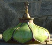 Antique Curved Panel Slag Glass Lamp circa 1890