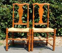 Pair Antique American Maple Fiddle Back Chairs