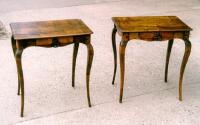 Pair of Antique French one drawer work tables in fruitwood