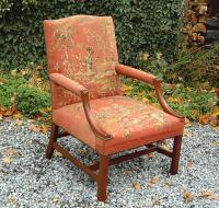 Antique American needlepoint Lolling Chair