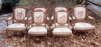 Set of 6 Antique French upholstered carved walnut Chairs