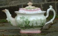 Antique English Transferware Porcelain Tea Pot