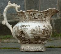 Antique English Porcelain Transferware Water Pitcher
