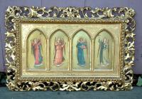 Antique Italian panel wall paintings angels playing musical instruments