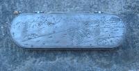 Antique French Engraved car racing Pewter covered box