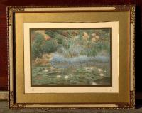 Wallace Nutting hand colored print A Small Lily Pool