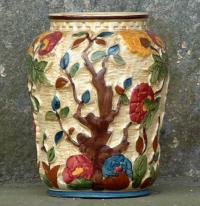 Antique Indian Tree Hand Painted Staffordshire England Porcelain Vase