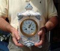 Sarraquemines French antique mantle clock in porcelain