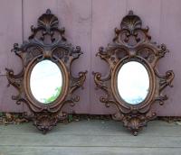 Antique French wall mirrors in carved oak