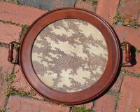 19th Century Walnut Tray with Paper cut Japanese Maple Leaves