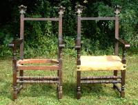 Antique Pair 18th Century French Oak Arm Chairs