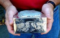 Antique Chinese silver and soap stone box
