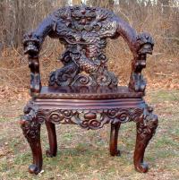 Antique Hand Carved Chinese Serpent Chair
