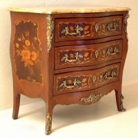 Louis XV French style Bombe marquetry chest c1890