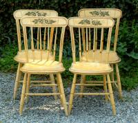 Antique Sheraton yellow painted Country Windsor Chairs