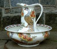 Antique Art Nouveau Porcelain Furnivials Pitcher Bowl