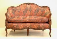 Antique French carved Walnut Upholstered Love Seat