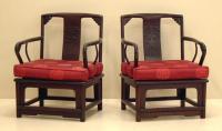 Pair antique Chinese Rosewood arm chairs
