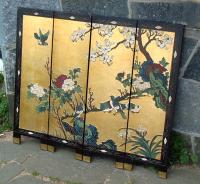 Antique Chinese coromandel miniature lacquer screen