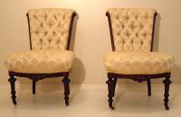 Antique Pair of Tufted Eastlake Victorian Ladies Chairs