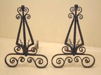 Hand wrought iron Arts and Crafts Andirons
