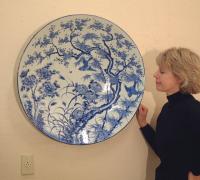Large Meiji period Japanese charger in blue and white