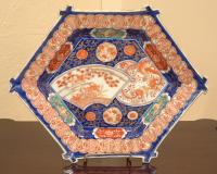 Antique Japanese Imari porcelain dish six sided