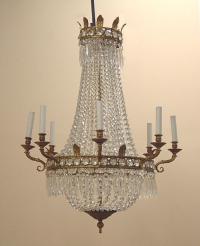 Antique French hanging crystal chandelier